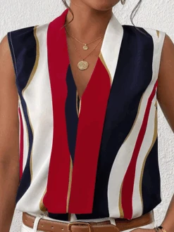 Abstract Stripes V Neck Printing Tank Top -Zolucky Sales Store fb79decbaff181aaa07f265785410db2