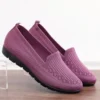 Women Casual Ribbed Fly-knit Fabric Slip On Shoes
