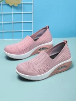 Breathable Air Cushion Platform Slip On Flyknit Sneakers -Zolucky Sales Store fc2b9b5b9c12aeaca2a096020b2b6594