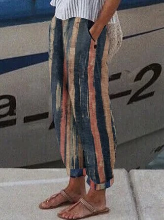 Loose Casual Printing Striped Pants 1 Loose Casual Printing Striped Pants