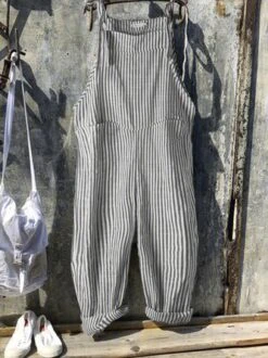Vintage Black Gray Linen Stripes Pants Romper Jumpsuits 15 Vintage Black Gray Linen Stripes Pants Romper Jumpsuits -Zolucky Sales Store fc49f522c8abd08be81ec30fca9fc80a16011592155307
