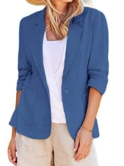 Lapel Collar Plain Loose Blazer -Zolucky Sales Store fc4d60b523d97c5c4cfc737df12163c1
