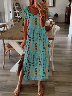 Women Summer Boho Casual Shift Short Sleeve Dress -Zolucky Sales Store fc5a3d3807574a667b19dc1bdfeb0646