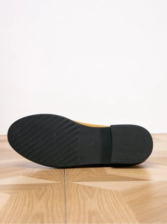 Women Chain Decor Block Heel Faux Suede Loafers 6 Women Chain Decor Block Heel Faux Suede Loafers - Image 6