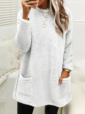 Plush Crew Neck Casual Thermal Dress 7 Plush Crew Neck Casual Thermal Dress - Image 7