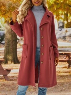 Solid Long Sleeve Cotton-Blend Overcoat 32 Solid Long Sleeve Cotton-Blend Overcoat -Zolucky Sales Store fc885b0b41d903cf583e7ff92482d3bc