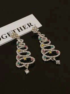 Christmas Tree Multicolor Rhinestone Dangle Earrings -Zolucky Sales Store fd12e585bdd01253c63f80390039582a