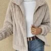 Women Casual Plain Autumn No Elasticity Daily Plush Long Sleeve Regular Regular Teddy Jacket