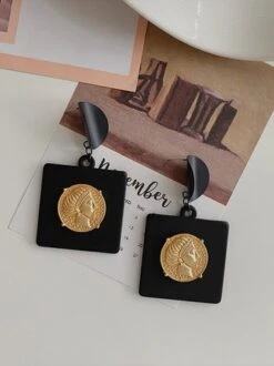Metal Portrait Geometric Retro Pendant Earrings -Zolucky Sales Store fe5f9add1088ec091ef904e90e0f1dfe