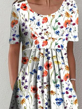 Casual Loosen Short Sleeve Floral Dress 2 Casual Loosen Short Sleeve Floral Dress - Image 2