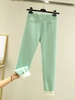 Knitted Winter Fleece High Elasticity Tight Plain Warmth Daily Casual Leggings -Zolucky Sales Store febd80eec9fe40984b1d81764d0c848a