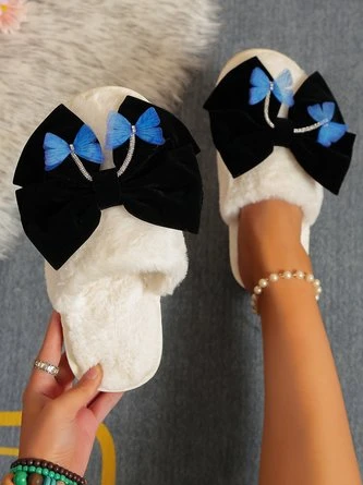 Casual Butterfly Bowknot Fleece Toe-covered Slippers 4 Casual Butterfly Bowknot Fleece Toe-covered Slippers - Image 4