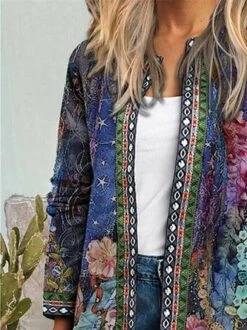 Floral Print Vintage Crew Neck Jacket -Zolucky Sales Store fff6114ac121dd21b6a1ed0f18938ea0