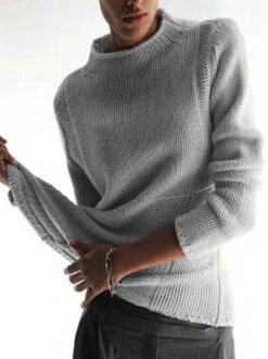 Zolucky Elegant Long Sleeve Paneled Sweater
