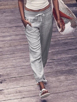 Plus Size Solid Casual Pants